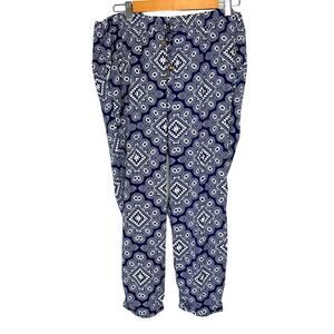 Old Navy Wms XL Blue White Soft Pant Ankle Length Geometric Print Boho Lounge